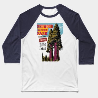 Redwood National Park California Sequoia  Aged Look Baseball T-Shirt